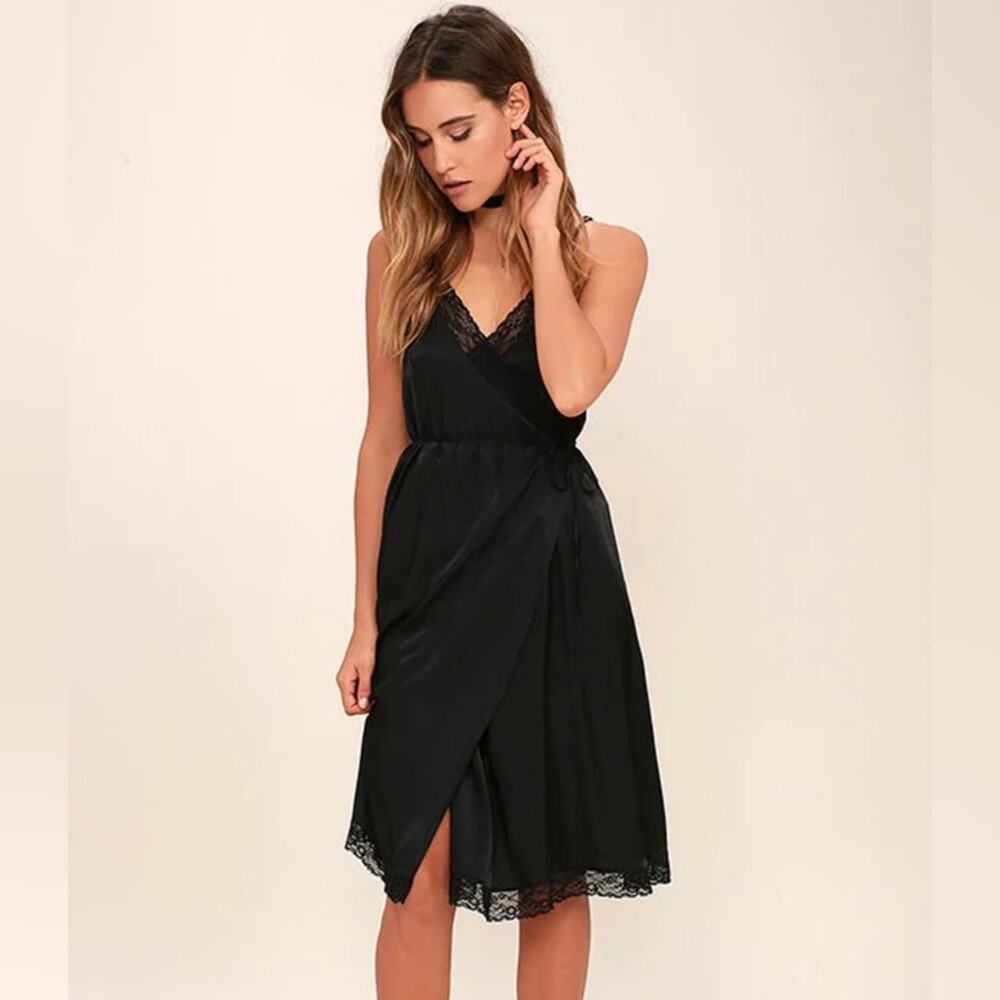Somedays Lovin' Canyon Black Lace Midi Wrap Dress Size S